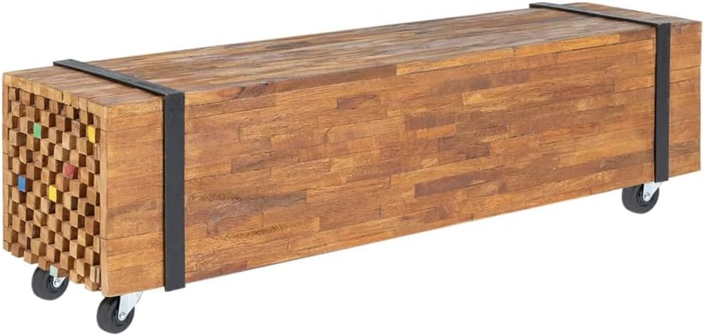 vidaXL TV Stand 110x30x32.5 cm Solid Teak Wood