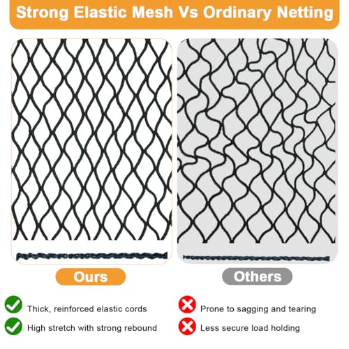 Image of STHIRA Truck Bed Cargo Net with 4 Hooks, Heavy Duty Stretch Mesh Cargo Net for Pickup Truck Bed, Elastic Load Restraint Net for Load Securing, Travel Gear, Equipment and Outdoor Transport, 120x120cm