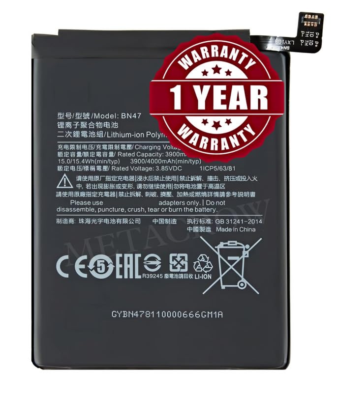 Image of Original BN47 Battery Compatible for Xiaomi Redmi 6 Pro | Xiaomi Mi A2 Lite - (4000mAh) - 1 Year Warranty JK1