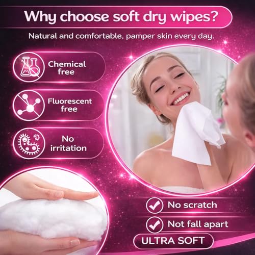 Image of Adbeni Disposable Face Towels | Premium Spunlace Cotton | Pack of 50 | Wet & Dry Use 9x9 Inch | Soft Facial Wipes | Ideal for Cleaning Makeup Removal, Salon, Spa, Baby Care, Skin Care & Travel