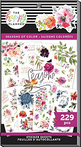 The Happy Planner Sticker Pack for Calendars, Journals and Projects –Multi-Color, Easy Peel – Scrapbook Accessories – Seasonal Florals Theme – 30 Sheets, 229 Stickers Total
