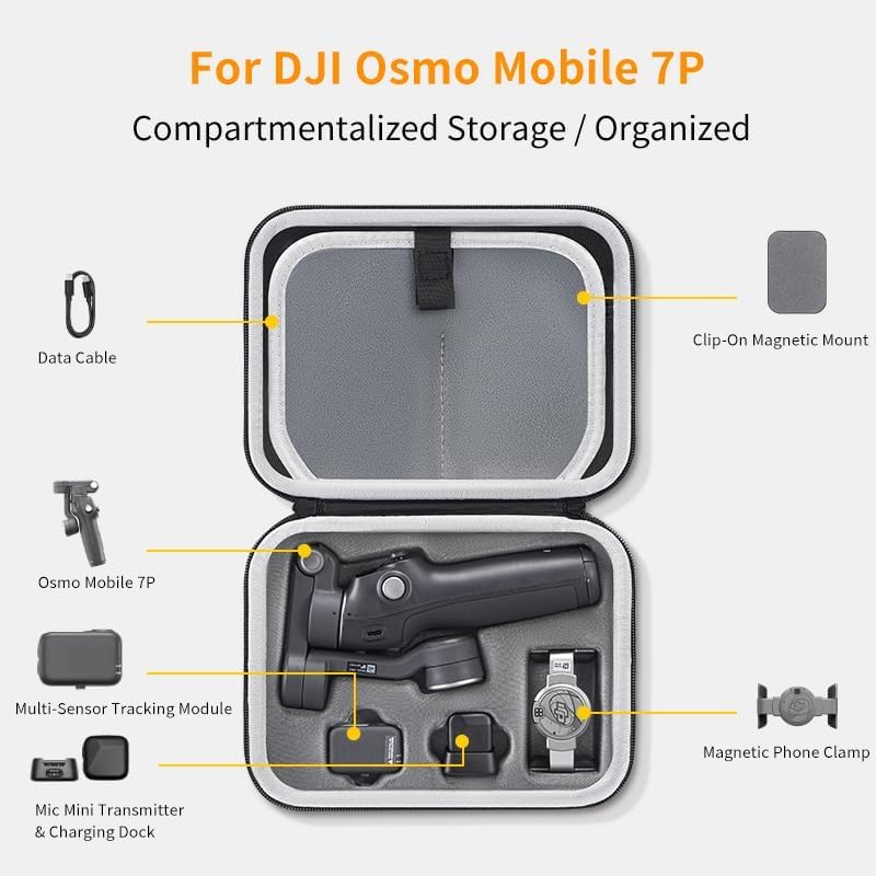 Image of M.G.R.J Carrying Case for DJI OSMO Mobile 7 /8 /7P Gimbal Stabilizer, Travel Portable Bag for DJI Osmo Mobile 8 | 7P | 7 | SE Accessories (Hard|EVA|Black) (DJI Gimbal Not Included)