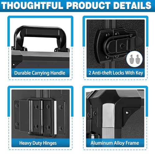 WELIDAY Miniatures Storage Case Miniatures Transport Case Aluminum Alloy Frame Display Case with Lock and Trolley (Medium Size) - image 4