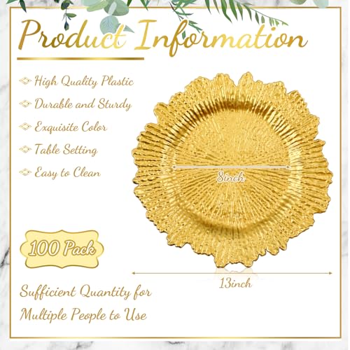 Tanlade 100 Pcs Gold Reef Charger Plates Bulk 13'' Plastic by Tanlade - Used condition - Image 2