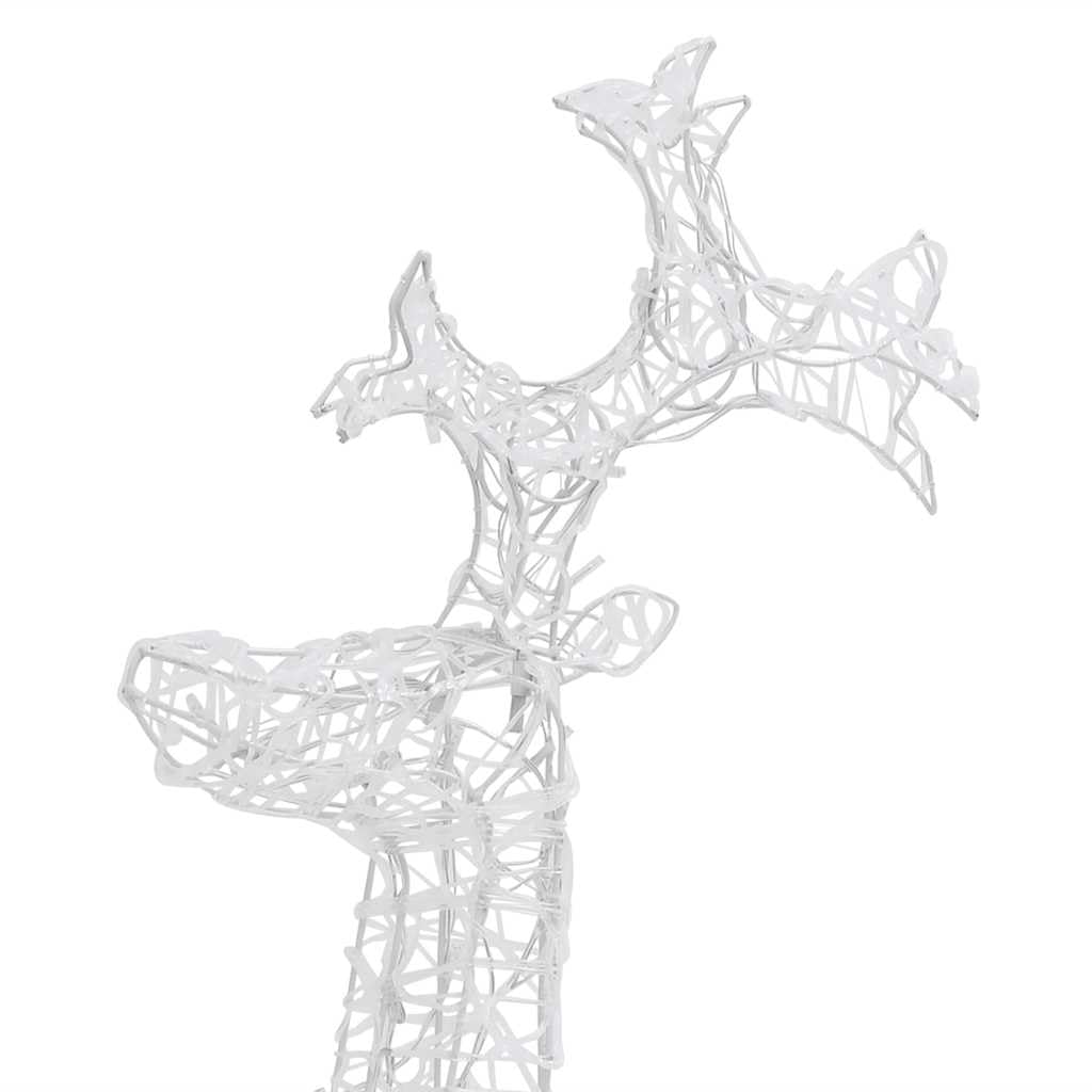 Juego de 2 figuras decorativas navideñas de reno de 100 cm, acrílico luminoso, con 90 ledes, luz blanca cálida, para interior y exterior, resistente a la intemperie