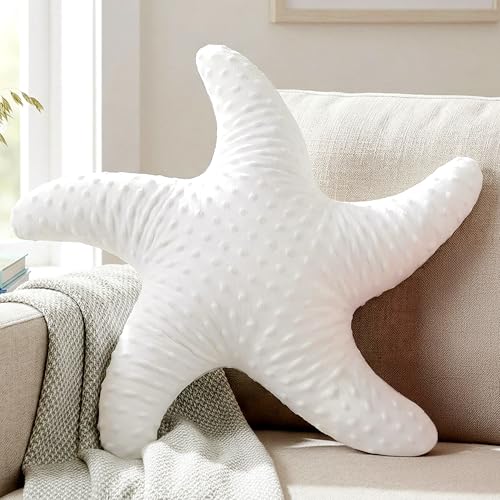 XIAIJIA Starfish Pillow Coastal Beach Throw Pillows White 19.68 Inch
