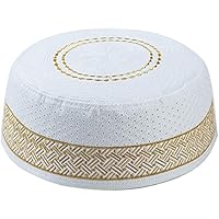 MYhose Hombres Musulmanes oración Kufi Sombrero Vintage Bordado