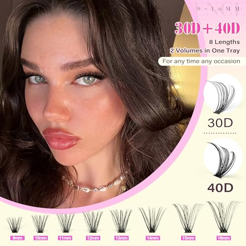 Image of Pawotence Lash Clusters 160pcs Individual Lashes 30D 40D Cluster Eyelash Extensions 9-16mm Eyelash Clusters Lash Extensions DIY for Self Application (30D&40D, 0.07D, 9-16mm)