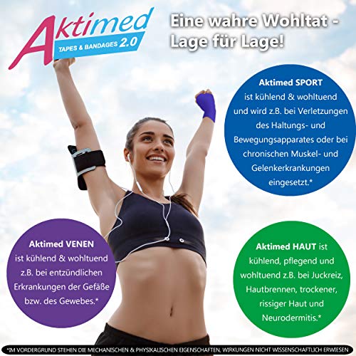 AKTIMED HAUT Zinkverband - Zinkleimverband kühlend - feucht pflegender Verband + pflanzlichem Extrakt Herzsame D6* - Zinkleimbinde Dermatest „sehr gut' Patentbasierter Kühlverband + Schutzverband