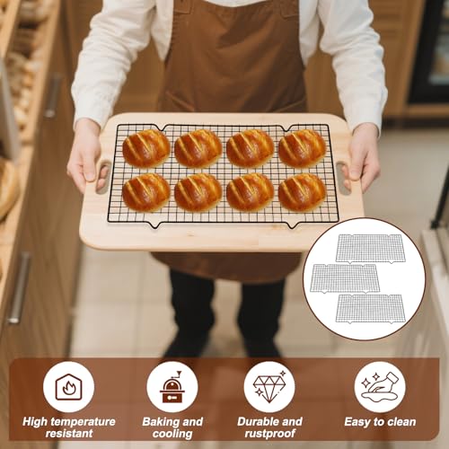 Miniatura 2 de 3 Rejillas Enfriamiento, 40x25cm Rejilla Horno Tartas Acero Inoxidable Antiadherentes, Bandejas Estante Hornear Alambre Reutilizable Negro Para Enfriar Postre Asados Galletas Asar Escurrir Alimentos