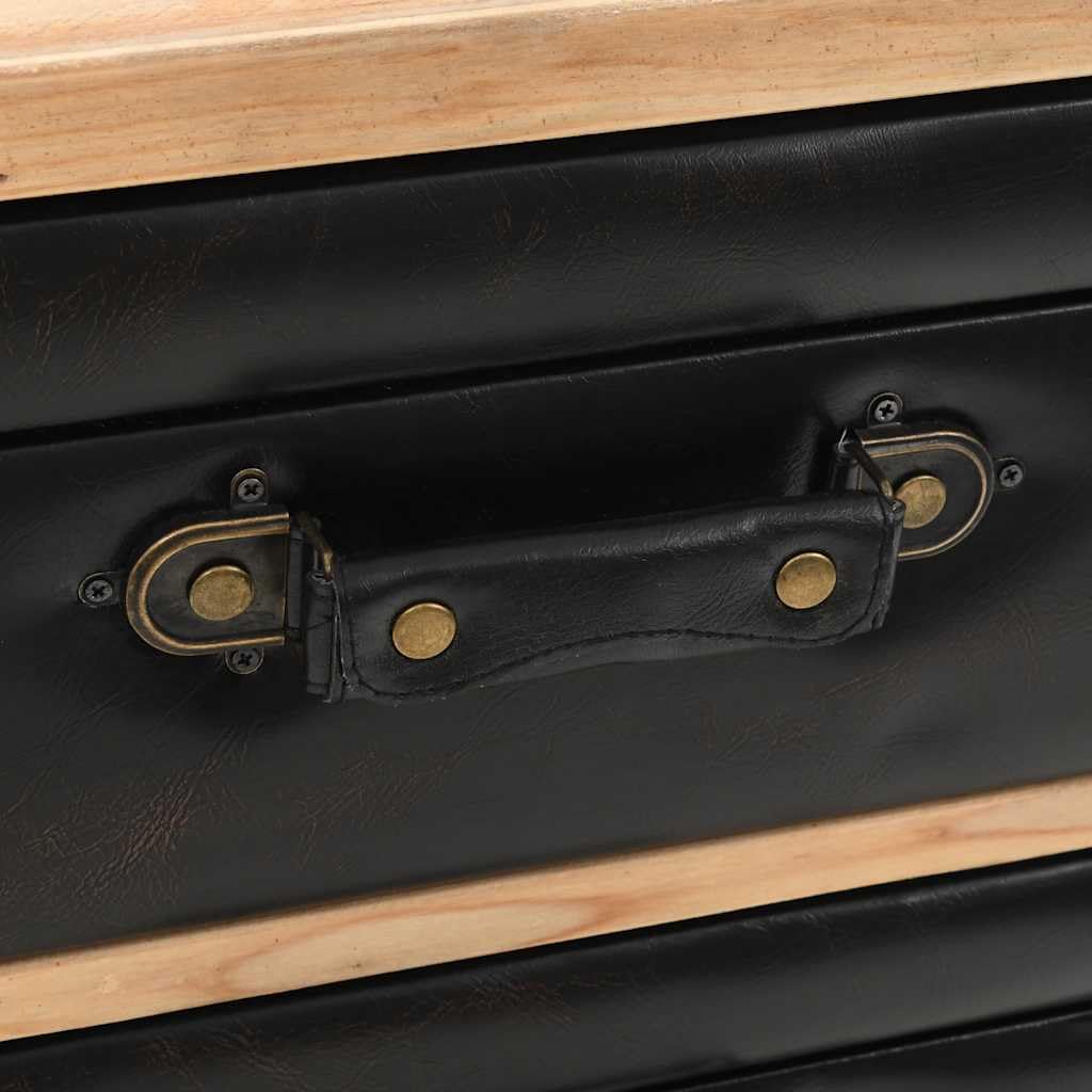 Cassettiera in Legno Massello di Abete 3 Cassetti 80x36x75 cm | Mobiletto vintage con cassetti stile valigia, ideale per organizzare oggetti in soggiorno o camera da letto.