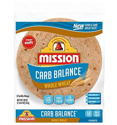 Mission Foods Carb Balance Burrito de trigo integral, 8 unidades, paquete de 4