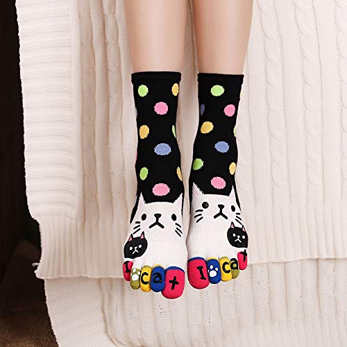 Artfasion Women's Toe Socks Cotton Comfy Low Cut Ankle with Reinforced Heel and Toe Crew Socks for Ladies3