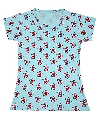 Image of indi weaves Girls Printed Cotton Half Sleeves Tshirts (Pack of 3)