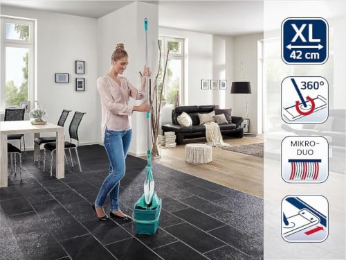 Leifheit Set Combi XL Micro Duo mit rückenschonendem Wischer, Wischtuchpresse für effektives...