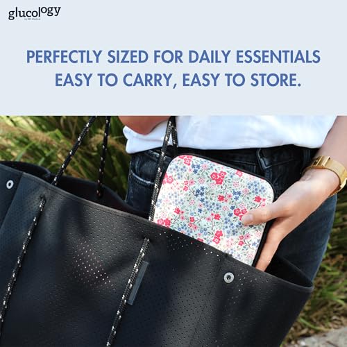 Diabetes Travel Case Hard Shell, Storage Organizer for Glucose Monitor Kit, Insulin Pen, Blood Sugar Test Strips, Syringe, Needles and Other Diabetic Care Supplies, Premium & Durable Hard Case, Flower
