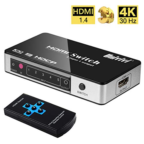 Univivi HDMI Switch 4K 5 Port 5x1 HDMI Switcher Splitter Box Support 4Kx2K