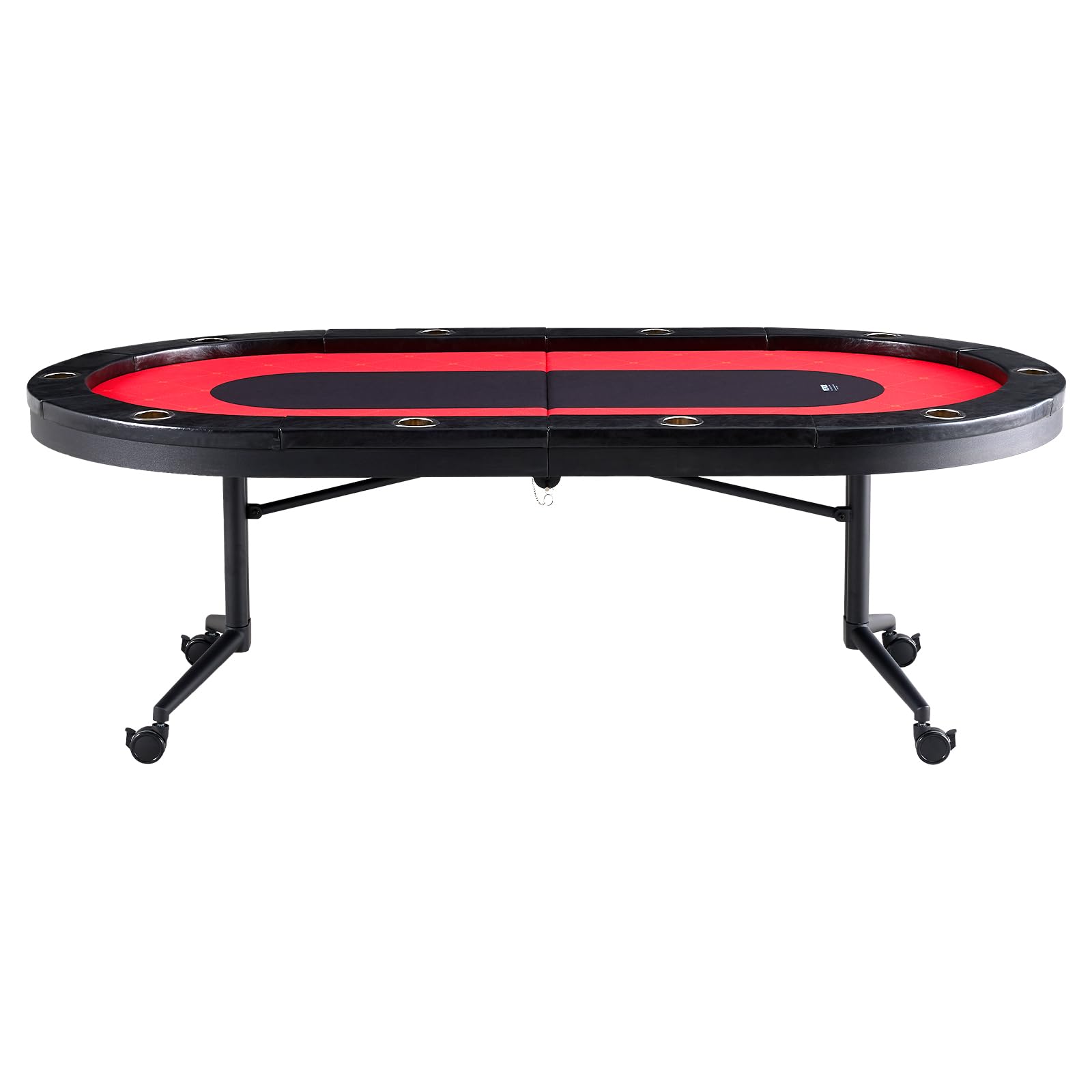 VEVOR Table de Poker Pliable 229 cm pour 10 Joueurs Table de Casino Blackjack Texas Holdem avec Rails Rembourrés et Porte-Gobelets en Acier Inoxydable Table de Jeu de Cartes Jeu de Société Maison