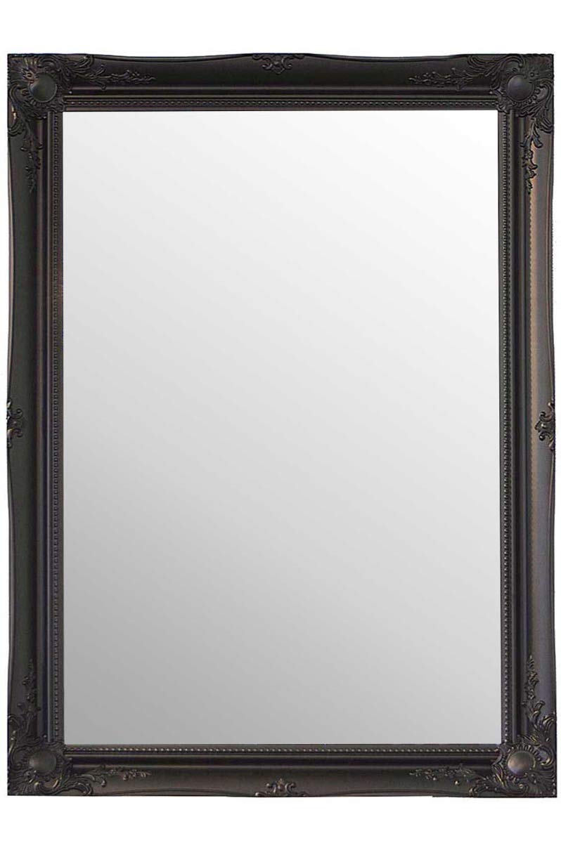 FRAMES BY POST Extra Large Shabby Chic Antique Style Rectangular Wall Mirror, High Gloss Black, 77 x 107 cm [Energy Class A]