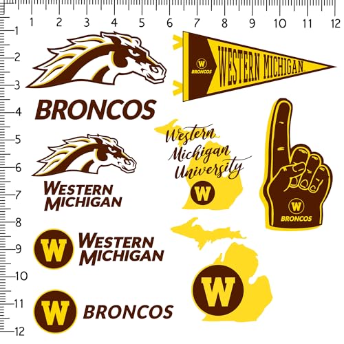 Image of Western Michigan University 9ct Vinyl Large Deluxe Stickers Variety Pack - Laptop, Water Bottle, Scrapbooking, Tablet, Skateboard, Indoor /Outdoor - Set of 9