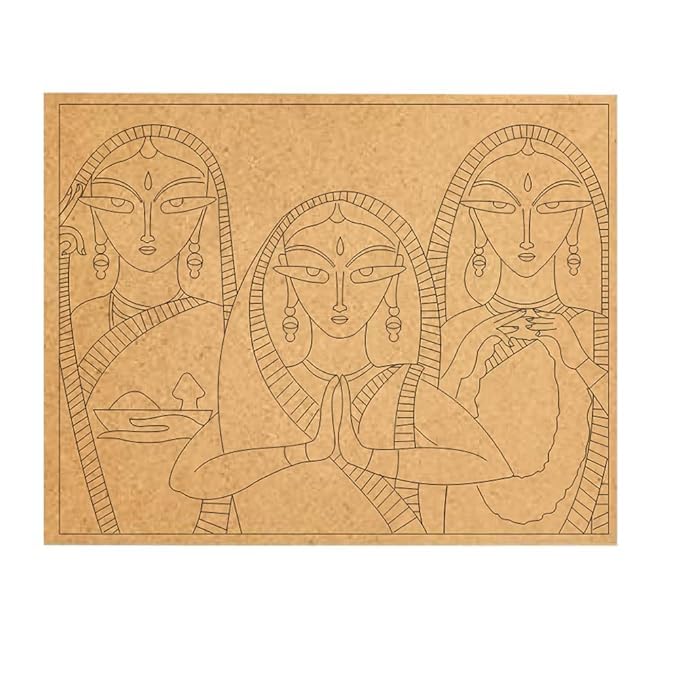 Pre Marked 3 Welcome Women Design MDF Wooden Boards Base Laser Cutout Madhbani Art & Craft, Painting Work Best Home Decor & Festival Decoration-image-44
