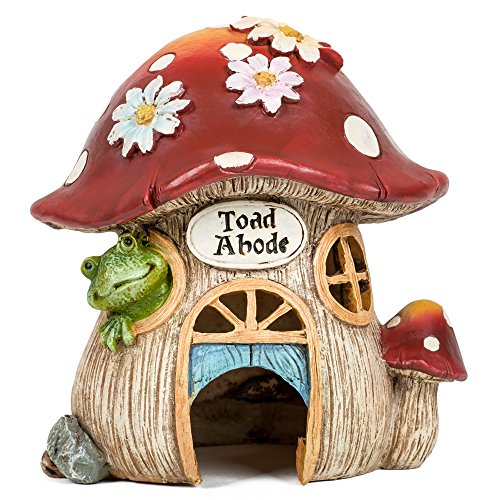 Giftware by Roman Inc. 8 H Toad Abode with Daisy Statue Garden Collection Outdoor Statue Memorial Resin Stone Adorable Mushroom and Flowers Garden Dcor (7x5x7)