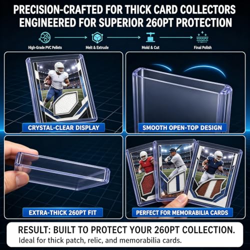 Image of DEDC 50 Top Loader Thick Card Load Holder Storage for Trading Cards Sports Sleeves Hard Plastic 260 Point Protective Toploaders 3 inchx4 inch Rigid Memorabilia Collectibles