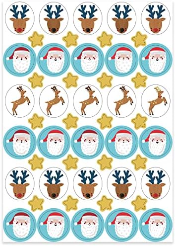 The Heritage Press Christmas Sticker Sheets for Card Making and Crafting - Santa and Reindeers - Made in UK - Pack of 6 Sheets
