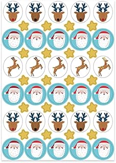 The Heritage Press Christmas Sticker Sheets for Card Making and Crafting - Santa and Reindeers - Made in UK - Pack of 6 Sheets