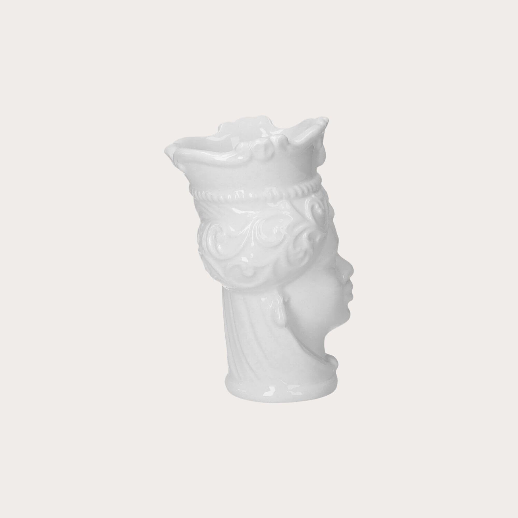 Keyhomestore Wazon z głową jeżyny z białej, błyszczącej ceramiki, wersja żeńska, wysokość 20 cm, idealny do dekoracji wnętrz, wyprodukowano we Włoszech