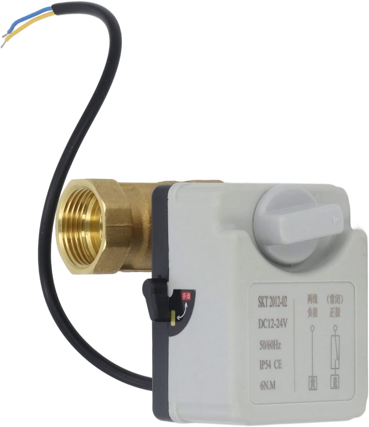 DN25 2 Way Brass Ball Valve - 1 in Pipe Thread Motorized Unit - Normally Closed Electric Flow Control - IP54 Protection - DC 12-24V Synchronous Motor - Brass Body Design