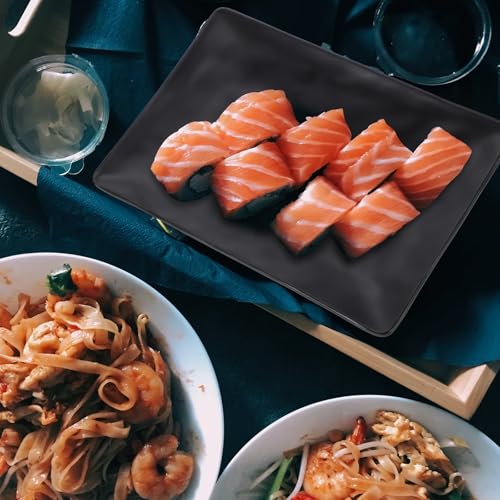 Set de 2 platos rectangulares negros de melamina para sushi miniatura 6