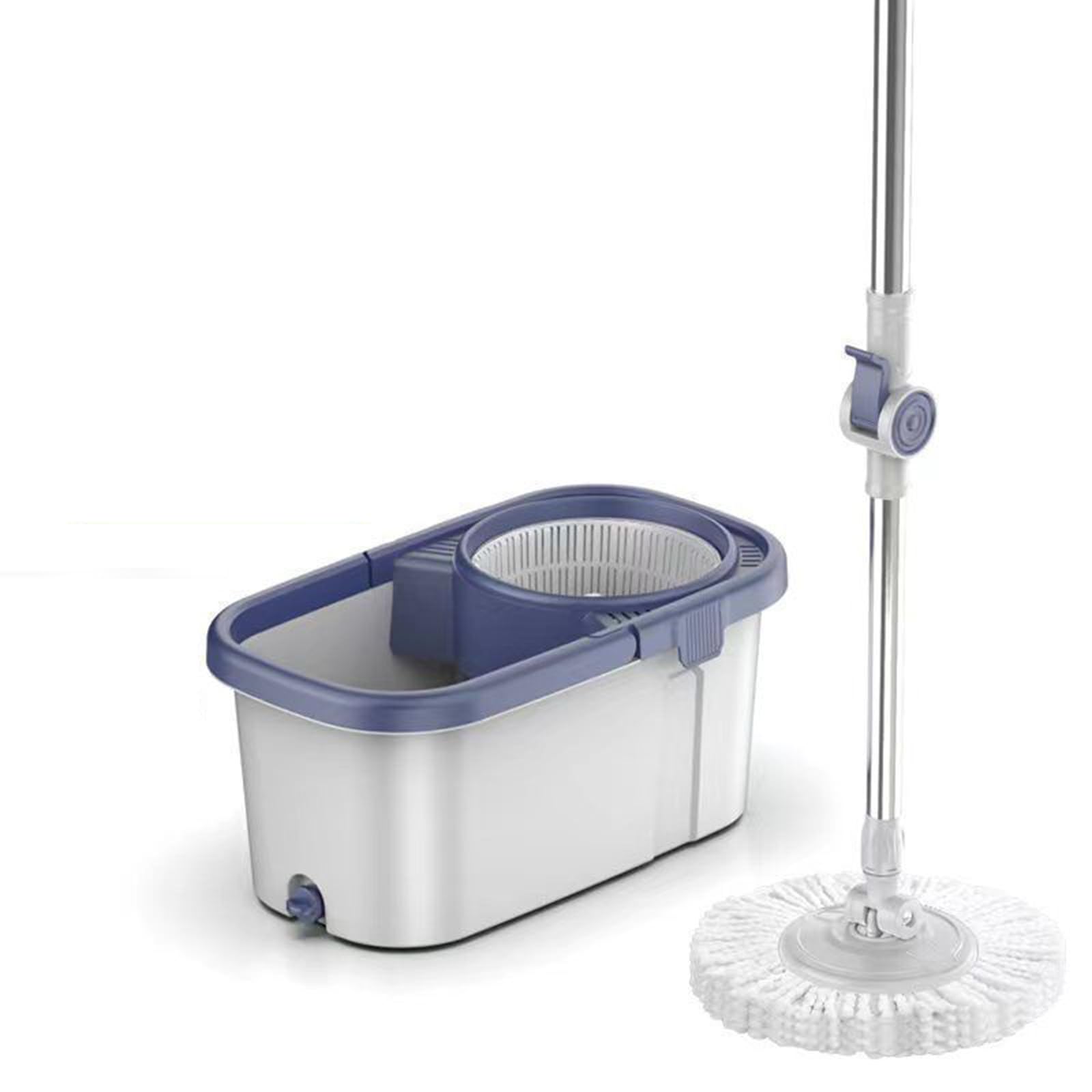Deep Clean - Juego de fregona giratoria y cubo, incluye 2 cabezales de fregona de microfibra súper absorbentes, cubo de pedal con protector contra salpicaduras para evitar rociar