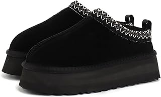 Women's Slippers Slip on Mini Platform Slippers Boots Short Ankle Boot Fur Fleece Lined House Slippers Anti-Slip Boot For Outdoor