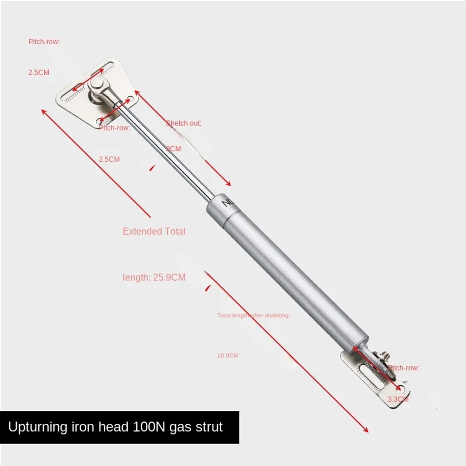 Support de levage de porte d'armoire en cuivre 100N /10kg, vérin à gaz, charnière à ressort hydraulique, charnière de placard de cuisine, quincaillerie de meubles * 2 pièces(100N gas strut)