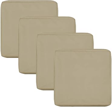 OutdoorLines Waterproof Patio Seat Cushion Cover Replacement, Anti-Slip Patio Chair Cushion Covering for Garden and Backyard Set of 4, 24"x24"x4", Camel, Cover Only