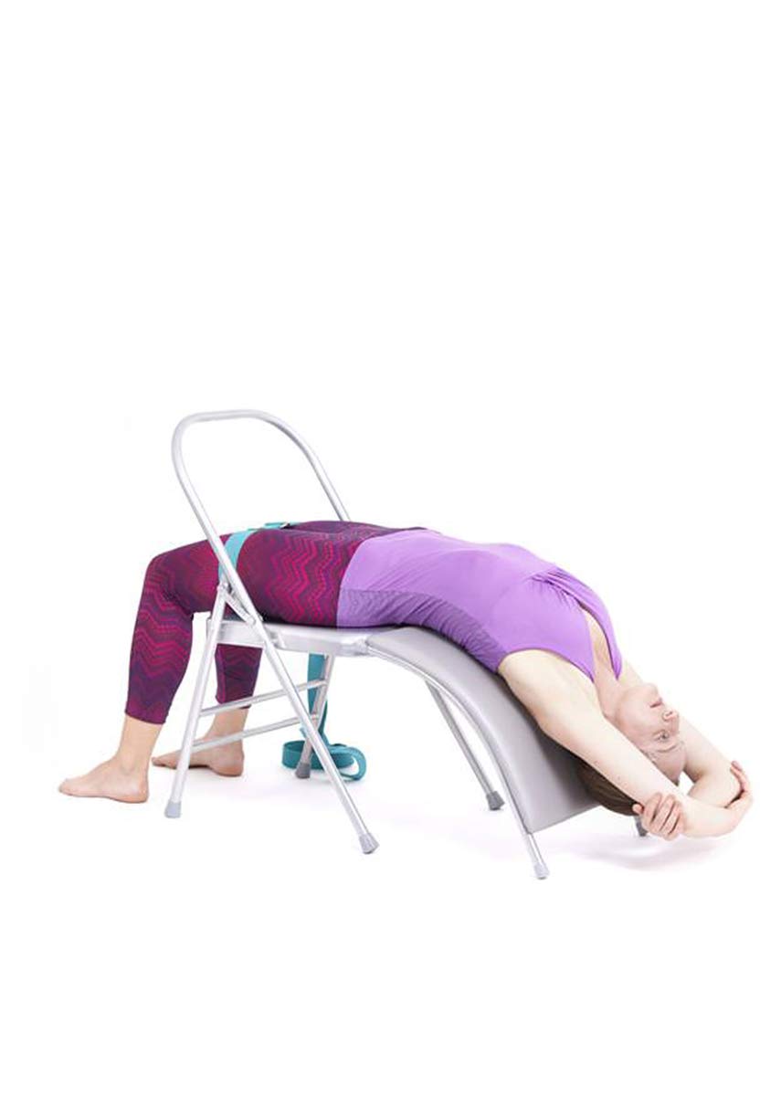 Yoga Studio YS/Folding/Chair/NoFBar, Sedia da Yoga Pieghevole Senza Barra Anteriore, Dimensioni: 47 x 49 x 81 cm Unisex-Adulto, Argento, Standard