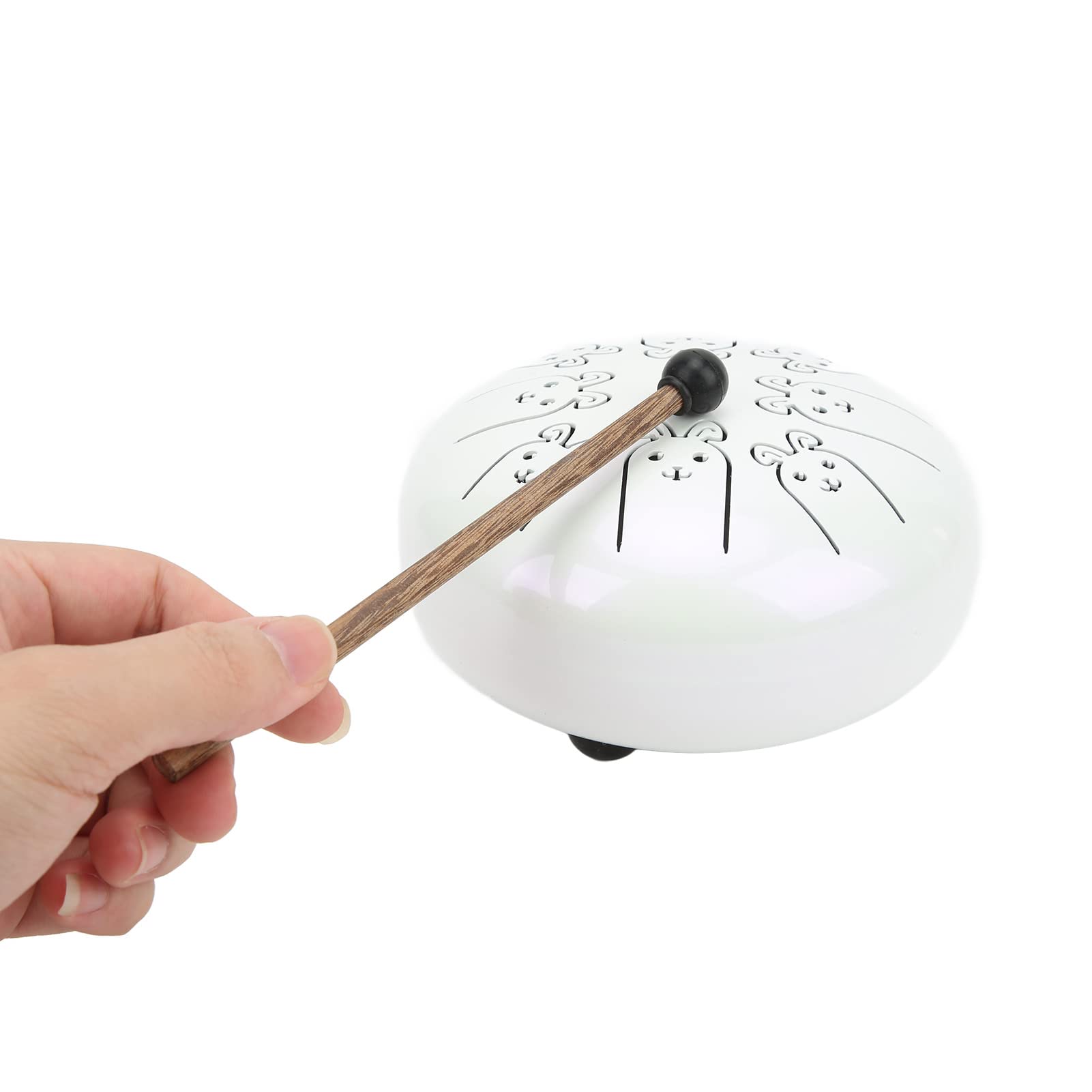 Tamburo per lingua in acciaio legato, serbatoio Chakra a 8 note, etereo, loto, con suono nitido, per amanti della musica, principianti, prestazioni, meditazione, relax, bianco,