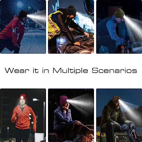 NALEINING Chapéu de lã quente com luz LED, tampa de iluminação para pesca noturna, ciclismo, corrida