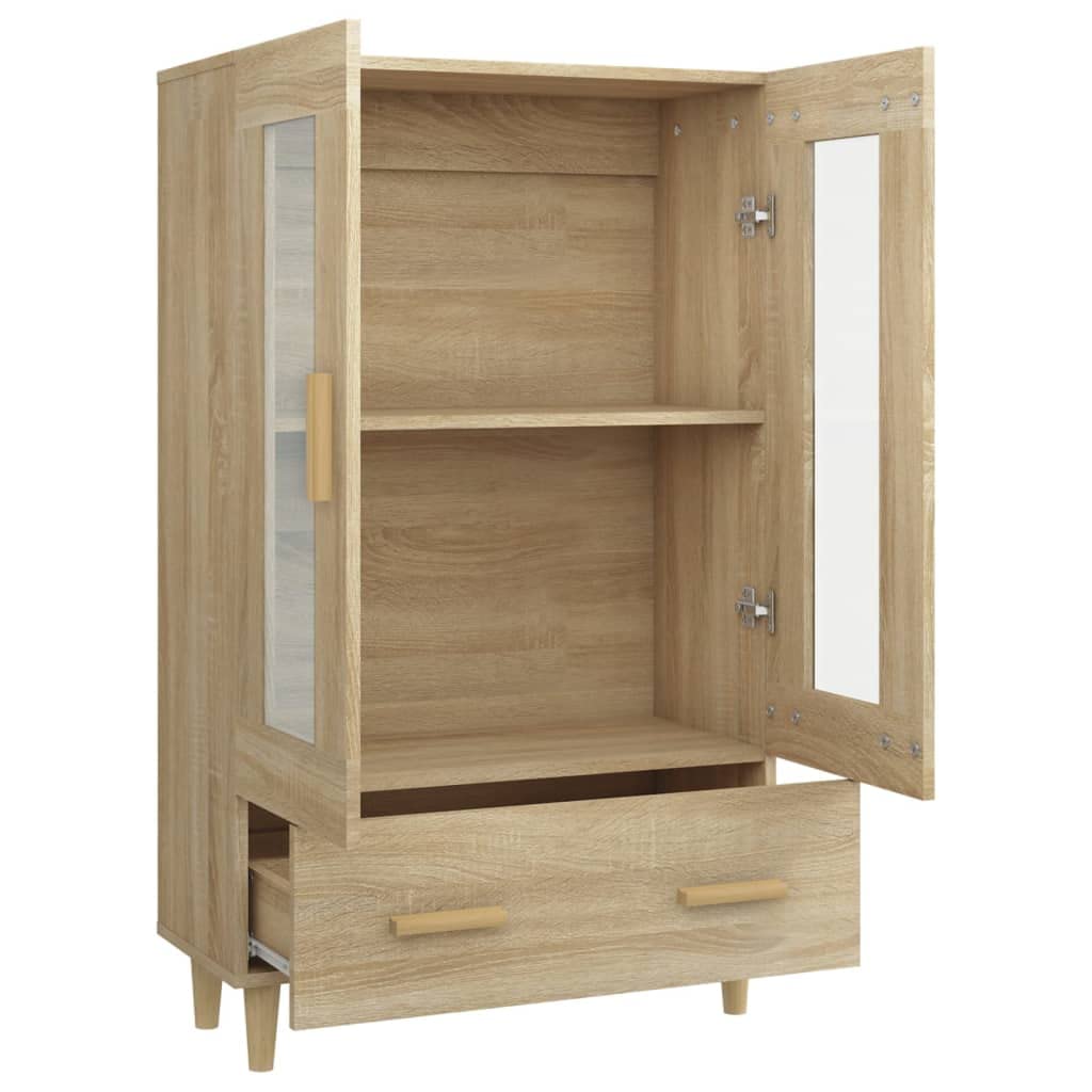 vidaXL Witryna, dąb sonoma, 70x31x115 cm, materiał drewnopochodny, komoda, regał, wysoki regał, komody, regały, wysokie regały, wysoka szafka