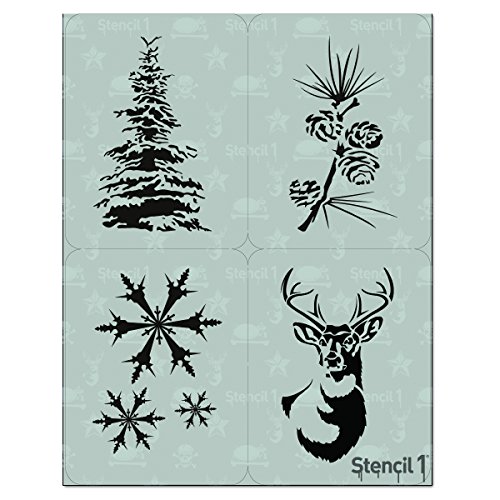 Stencil1 Stencil - Premium Quality Reusable Stencils For Painting - Create Diy Winter Holiday Crafts And Decor - Decor On Walls Fabric & Furniture Recyclable Art Craft - 4-Pack Stencil Set #TOP30