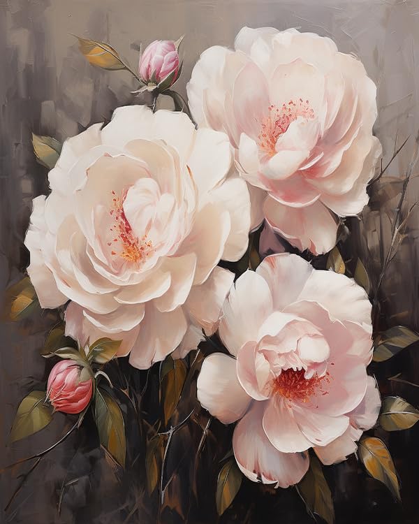 ZMHZMY Paint by Number Kits Elegant Camellia Flowers DIY Digital Canvas Oil Painting Art Decor for Adults Beginner,40x50cm Frameless