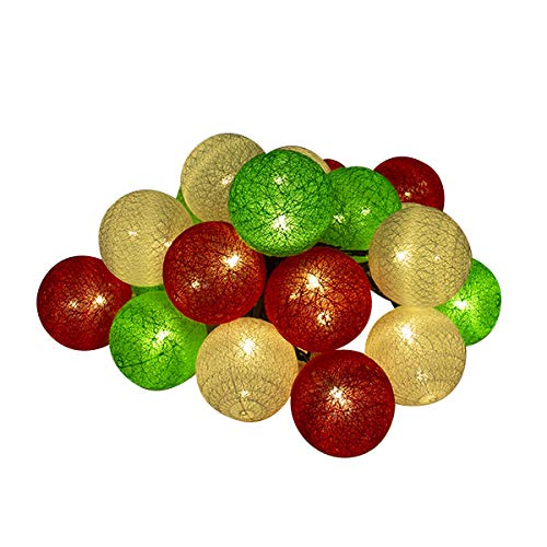 クリスマス イルミネーション LED 20球 屋内用 コットンボールランプ (13.黒ケーブル-クリスマス)