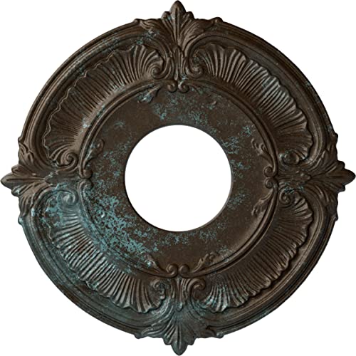 Ekena Millwork CM12ATBBS Attica Ceiling Medallion (Fits Canopies up to 3 1/2"), Hand-Painted Bronze Blue Patina