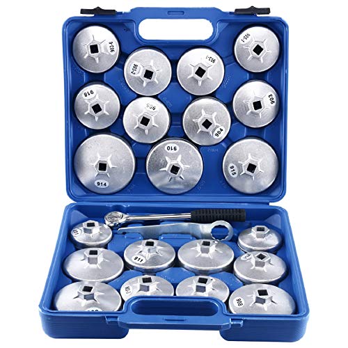 FreeTec 23PC Clé à capuchon de retrait du filtre à huile Ensemble de douilles de garage Outil de garage de retrait automobile