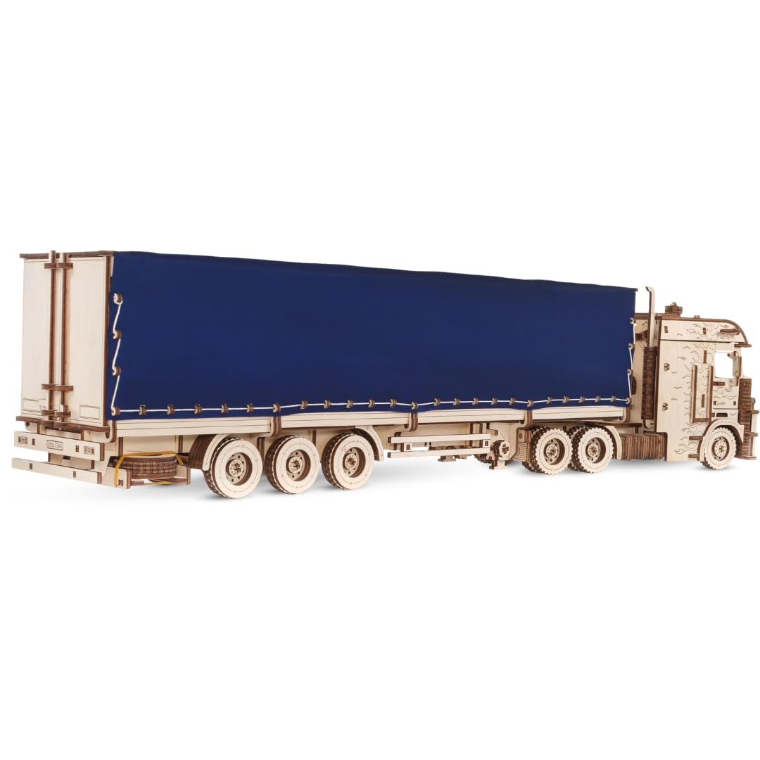 EWA Eco-Wood-Art-Il Kit di Costruzione “Trailer for Road King (Tilt)” è Un Modello Progettato per Essere assemblato Senza l'uso di Colla, Colore Naturale