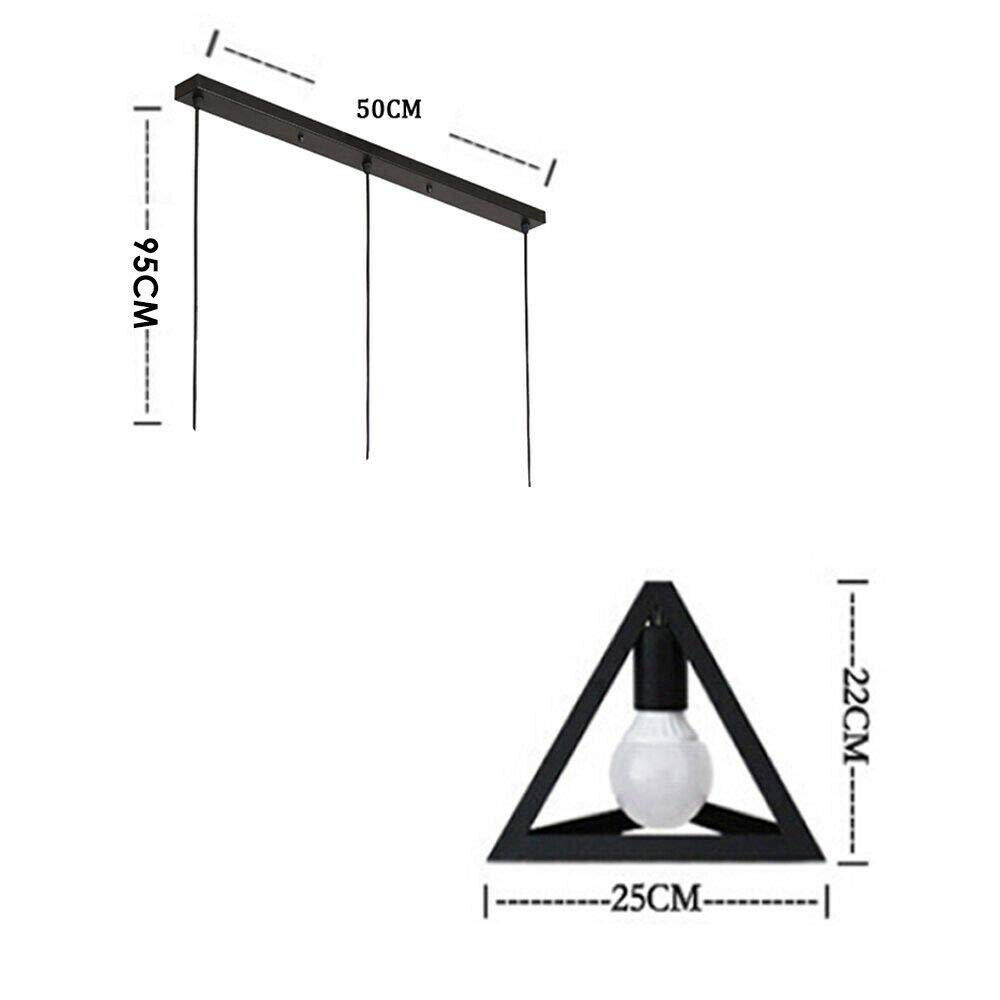 LEDSone Pendelleuchte Industrie-Design – 3 Verstellbare Köpfe, Schwarz, Metall, Für E27 Birnen