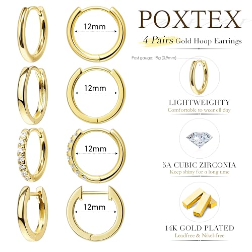 Image of Small Gold Huggie Hoop Earrings Set for Women Men Hypoallergenic 14K Plated Stack Cartilage Earrings, Sterling Silver Multiple Piercing Lightweight Mini Thin Cute Dainty Trendy Jewelry Gifts for Women
