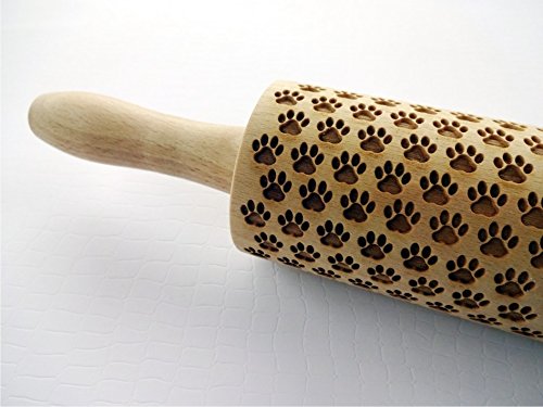 Miniatura 4 de PAW Embossing Rolling Pin Dogie Paw Pattern Laser Engraved with Cat's Paw for Embossed Cookies by AlgisCrafts