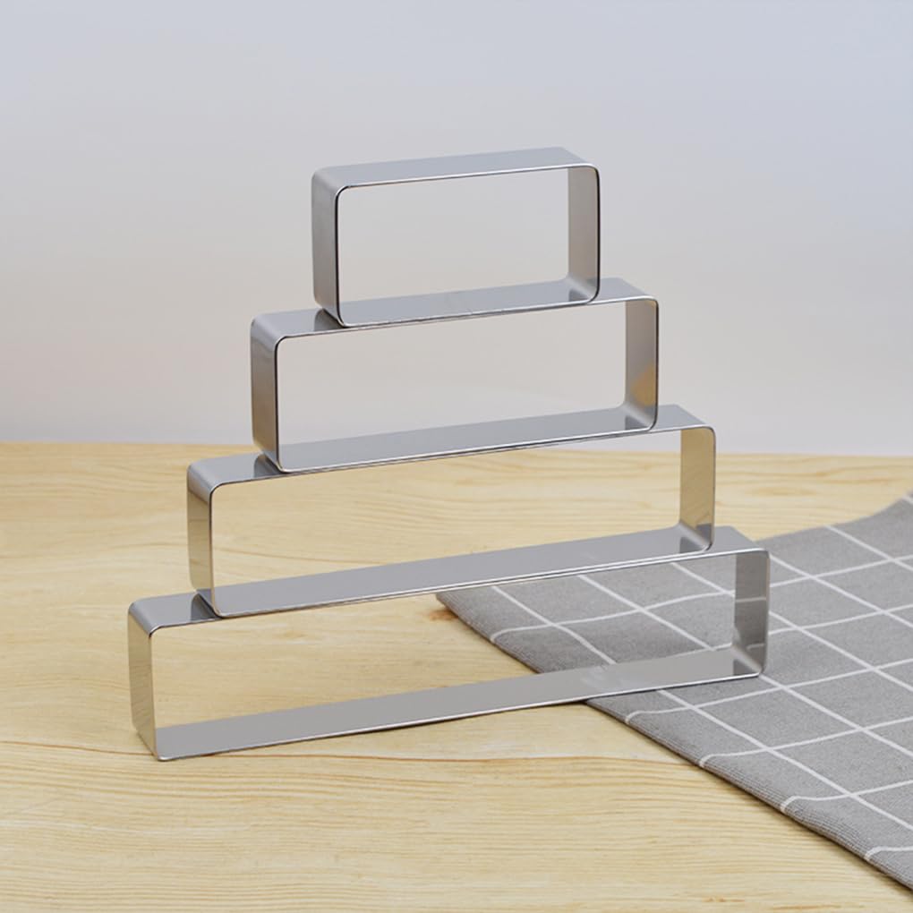 Juego de 5 cortadores de galletas de acero inoxidable duraderos para cortador de galletas de acero inoxidable a largo plazo, formas rectangulares, moldes de corte de pasteles, cuadrados largos, tamaño